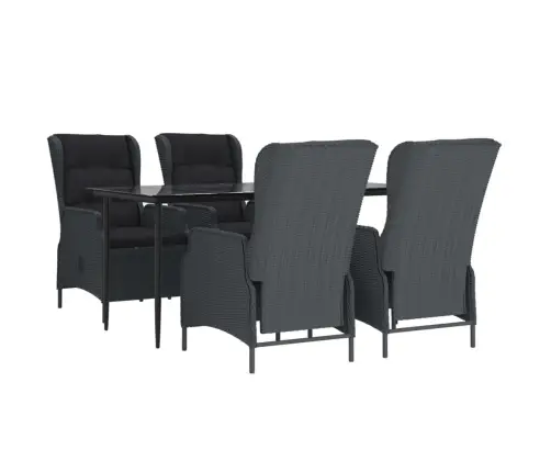 5-Daļīgs Dārza Mēbeļu Komplekts, Tumši Pelēka Pe Rotangpalma Vidaxl