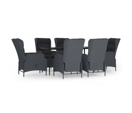 7-Daļīgs Dārza Mēbeļu Komplekts, Tumši Pelēka Pe Rotangpalma Vidaxl