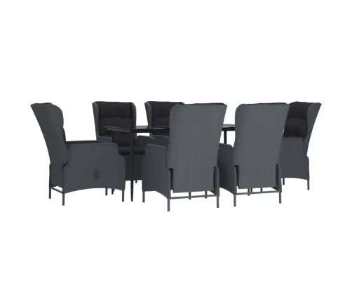 7-Daļīgs Dārza Mēbeļu Komplekts, Tumši Pelēka Pe Rotangpalma Vidaxl