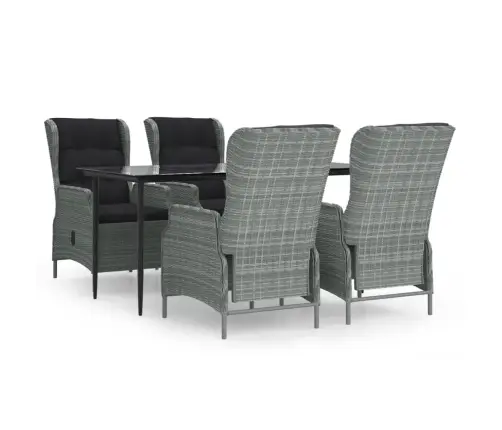 5-Daļīgs Dārza Mēbeļu Komplekts, Gaiši Pelēka Pe Rotangpalma Vidaxl