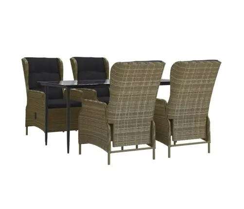 5-Osaline Aiamööbli Komplekt, Pruun, Polürotang