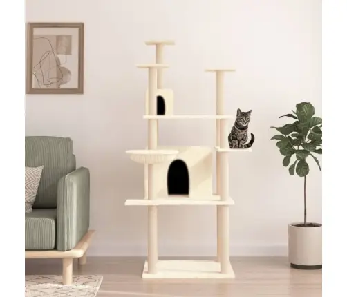 Kassimaja Sisalköitega Kraapimispuuga, Kreemjas, 166 Cm