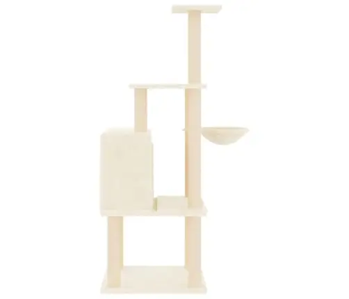 Kaķu Māja Ar Sizala Stabiem Nagu Asināšanai, 132 Cm, Krēmkrāsas Vidaxl