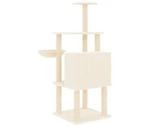 Kaķu Māja Ar Sizala Stabiem Nagu Asināšanai, 132 Cm, Krēmkrāsas Vidaxl