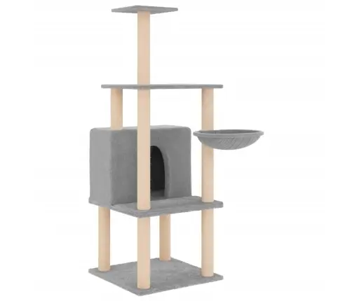 Kaķu Māja Ar Sizala Stabiem Nagu Asināšanai, 132 Cm, Pelēka Vidaxl