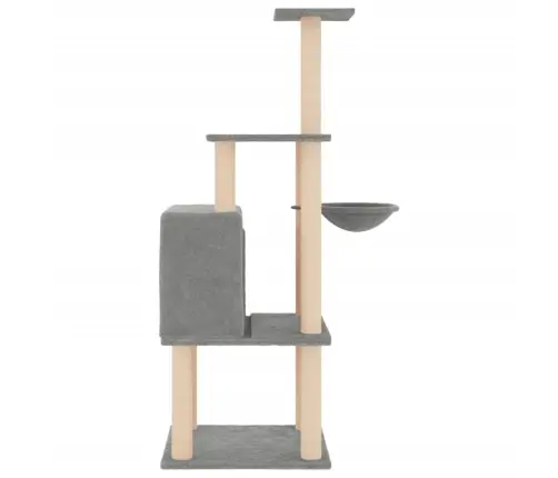 Kaķu Māja Ar Sizala Stabiem Nagu Asināšanai, 132 Cm, Pelēka Vidaxl