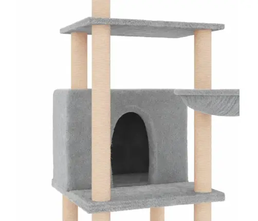 Kaķu Māja Ar Sizala Stabiem Nagu Asināšanai, 132 Cm, Pelēka Vidaxl