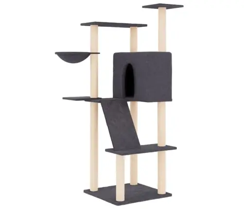 Kaķu Māja Ar Sizala Stabiem Nagu Asināšanai, 143 Cm, Pelēka Vidaxl