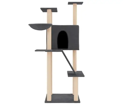 Kaķu Māja Ar Sizala Stabiem Nagu Asināšanai, 143 Cm, Pelēka Vidaxl