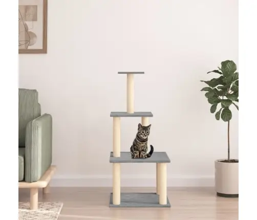 Kaķu Māja Ar Sizala Stabiem Nagu Asināšanai, 111 Cm, Pelēka Vidaxl