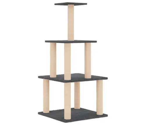 Kaķu Māja Ar Sizala Stabiem Nagu Asināšanai, 111 Cm, Pelēka Vidaxl