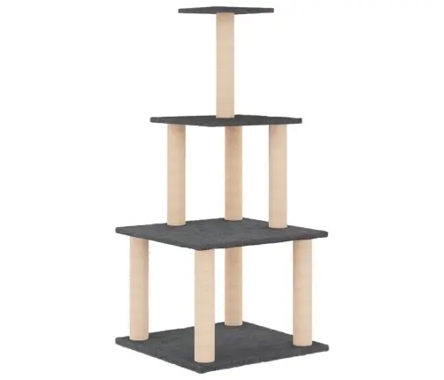 Kaķu Māja Ar Sizala Stabiem Nagu Asināšanai, 111 Cm, Pelēka Vidaxl