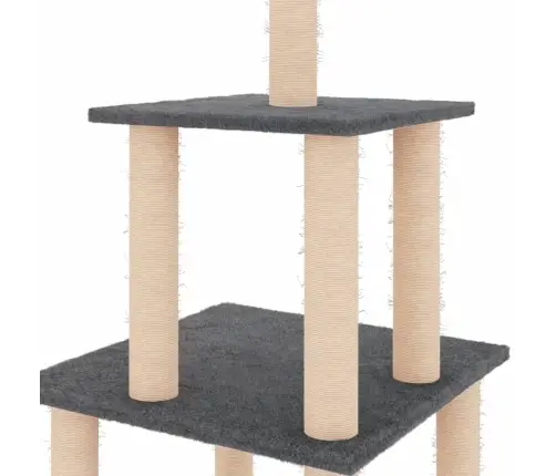 Kaķu Māja Ar Sizala Stabiem Nagu Asināšanai, 111 Cm, Pelēka Vidaxl