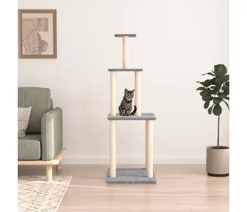 Kaķu Māja Ar Sizala Stabiem Nagu Asināšanai, 149 Cm, Pelēka Vidaxl