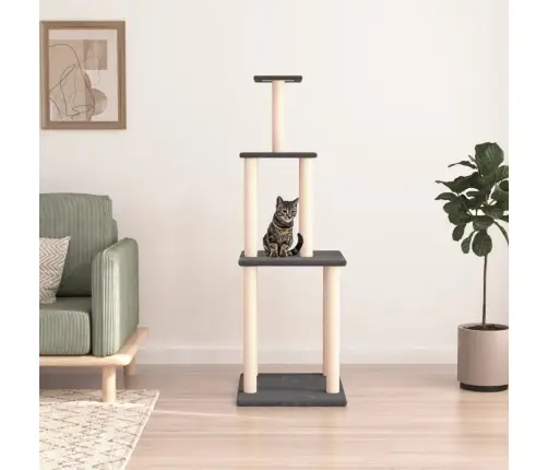 Kaķu Māja Ar Sizala Stabiem Nagu Asināšanai, 149 Cm, Pelēka Vidaxl