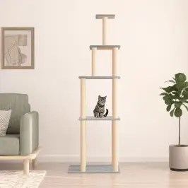 Kaķu Māja Ar Sizala Stabiem Nagu Asināšanai, 183 Cm, Pelēka Vidaxl