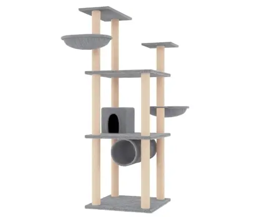 Kaķu Māja Ar Sizala Stabiem Nagu Asināšanai, 141 Cm, Pelēka Vidaxl