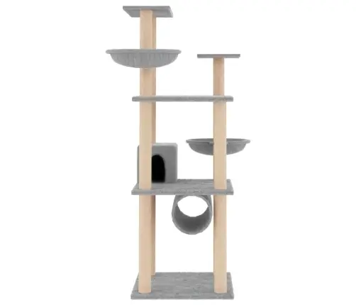 Kaķu Māja Ar Sizala Stabiem Nagu Asināšanai, 141 Cm, Pelēka Vidaxl