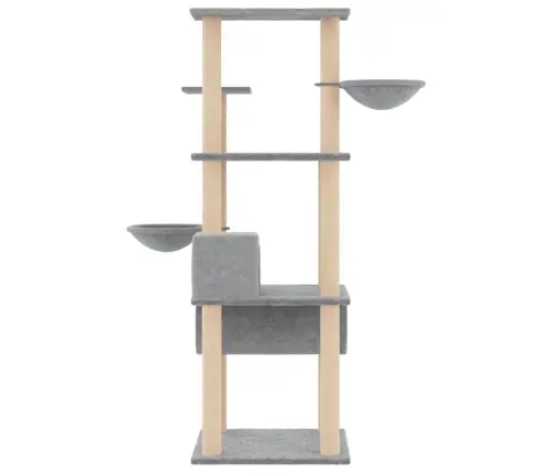 Kaķu Māja Ar Sizala Stabiem Nagu Asināšanai, 141 Cm, Pelēka Vidaxl