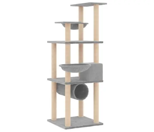 Kaķu Māja Ar Sizala Stabiem Nagu Asināšanai, 141 Cm, Pelēka Vidaxl