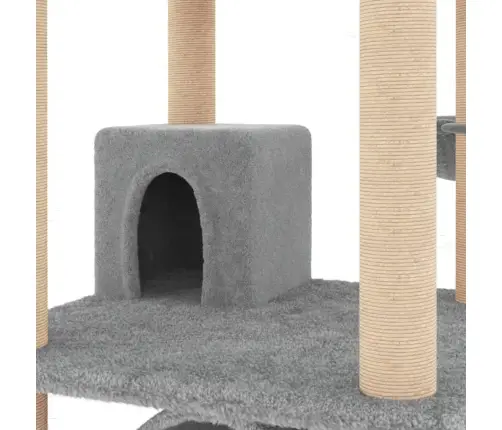 Kaķu Māja Ar Sizala Stabiem Nagu Asināšanai, 141 Cm, Pelēka Vidaxl
