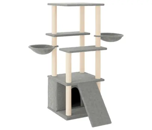 Kassimaja Sisalköitega Kraapimispostidega, Helehall, 133 Cm