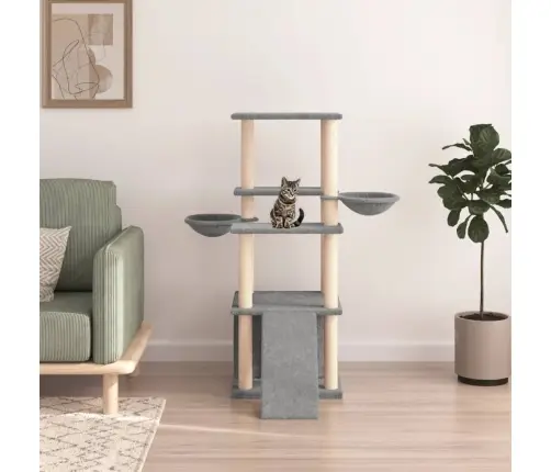 Kassimaja Sisalköitega Kraapimispostidega, Helehall, 133 Cm