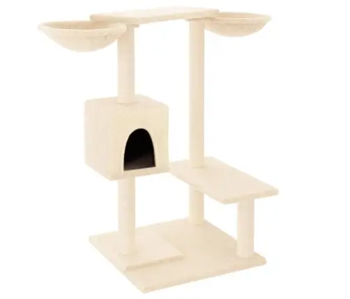 Draskyklė Katėms Su Draskymo Stovais, Kreminės Spalvos, 82Cm