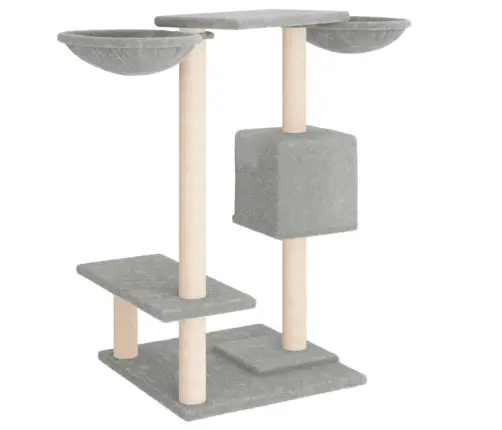 Kaķu Māja Ar Sizala Stabiem Nagu Asināšanai, 82 Cm, Pelēka Vidaxl