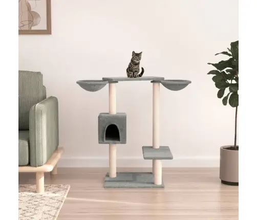 Kaķu Māja Ar Sizala Stabiem Nagu Asināšanai, 82 Cm, Pelēka Vidaxl