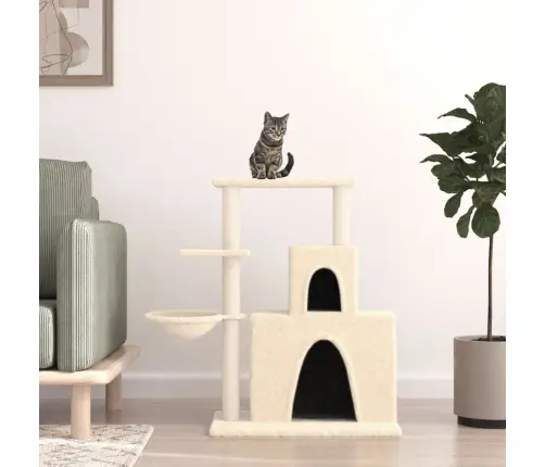 Kaķu Māja Ar Sizala Stabiem Nagu Asināšanai, 83 Cm, Krēmkrāsas Vidaxl