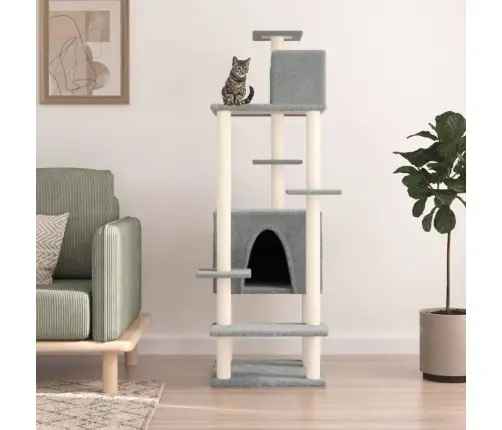 Kaķu Māja Ar Sizala Stabiem Nagu Asināšanai, 154 Cm, Pelēka Vidaxl