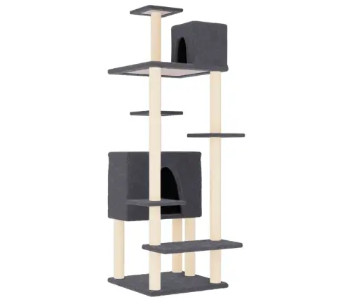 Kaķu Māja Ar Sizala Stabiem Nagu Asināšanai, 154 Cm, Pelēka Vidaxl