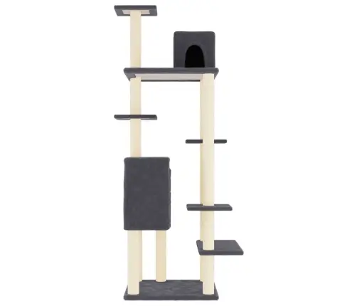 Kaķu Māja Ar Sizala Stabiem Nagu Asināšanai, 154 Cm, Pelēka Vidaxl