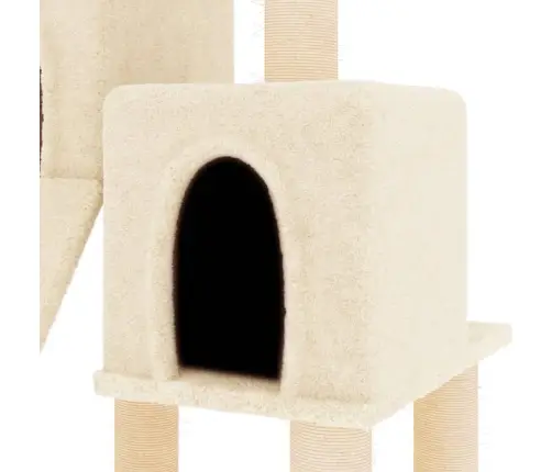 Kaķu Māja Ar Sizala Stabiem Nagu Asināšanai, 82 Cm, Krēmkrāsas Vidaxl