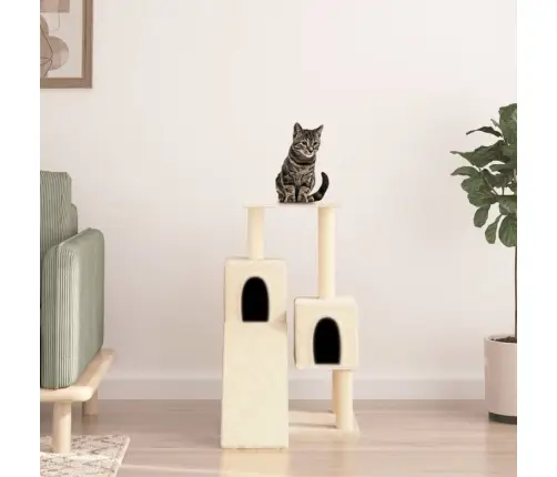 Kaķu Māja Ar Sizala Stabiem Nagu Asināšanai, 82 Cm, Krēmkrāsas Vidaxl
