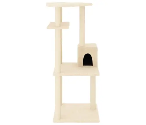 Kaķu Māja Ar Sizala Stabiem Nagu Asināšanai, 123 Cm, Krēmkrāsas Vidaxl