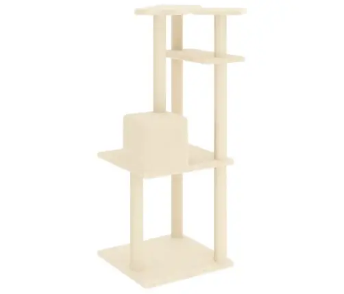 Kaķu Māja Ar Sizala Stabiem Nagu Asināšanai, 123 Cm, Krēmkrāsas Vidaxl
