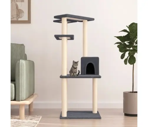 Kassimaja Sisalköitega Kraapimispostidega, Tumehall, 123 Cm