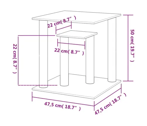 Nagu Asināšanas Stabi Ar Platformām, Gaiši Pelēks, 50 Cm Vidaxl