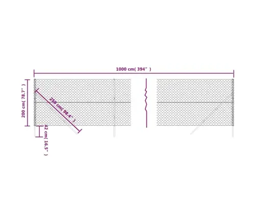 Stiepļu Žogs, 2X10 M, Zaļš Vidaxl