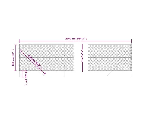 Stiepļu Žogs, 1,6X25 M, Zaļš Vidaxl