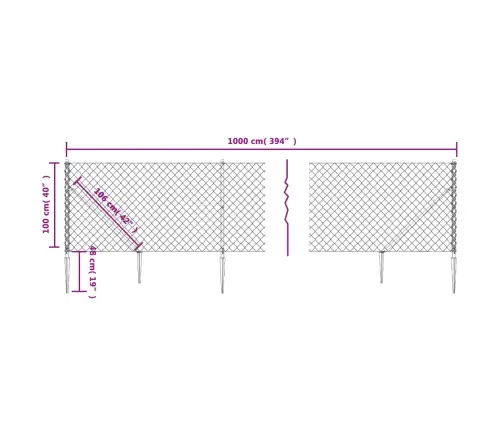 Stiepļu Žogs Ar Zemes Mietiņiem, Zaļš, 1X10 M Vidaxl