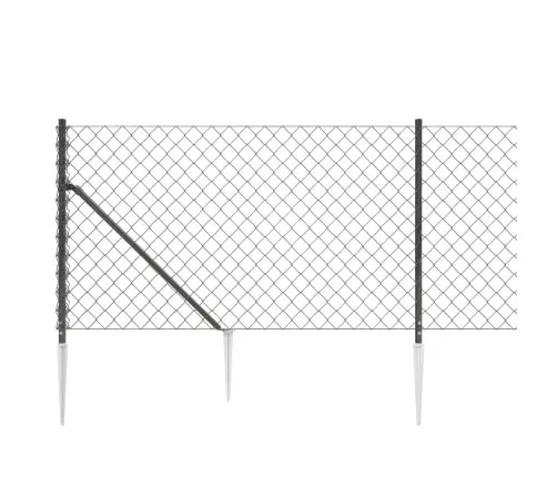 Stiepļu Žogs Ar Zemes Mietiņiem, Antracītpelēks, 0,8X25 M Vidaxl