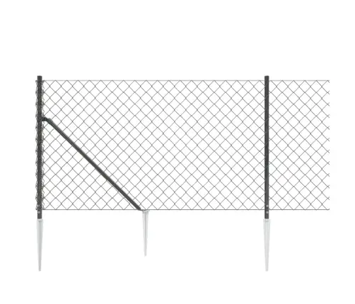 Stiepļu Žogs Ar Zemes Mietiņiem, Antracītpelēks, 1X25 M Vidaxl