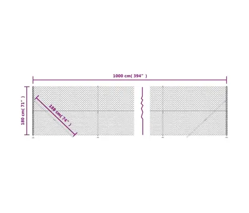 Stiepļu Žogs Ar Atloku, 1,8X10 M, Antracītpelēks Vidaxl
