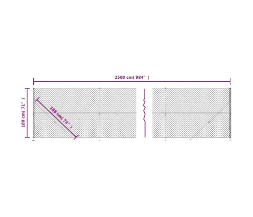 Stiepļu Žogs Ar Atloku, 1,8X25 M, Antracītpelēks Vidaxl