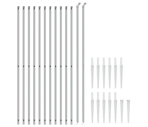 Stiepļu Žogs Ar Zemes Mietiņiem, Sudraba Krāsā, 1,4X25 M Vidaxl
