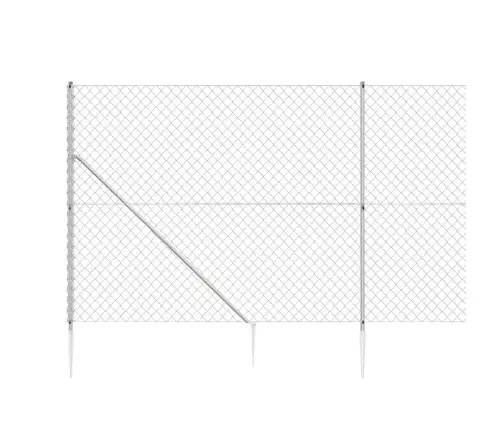 Stiepļu Žogs Ar Zemes Mietiņiem, Sudraba Krāsā, 1,4X25 M Vidaxl