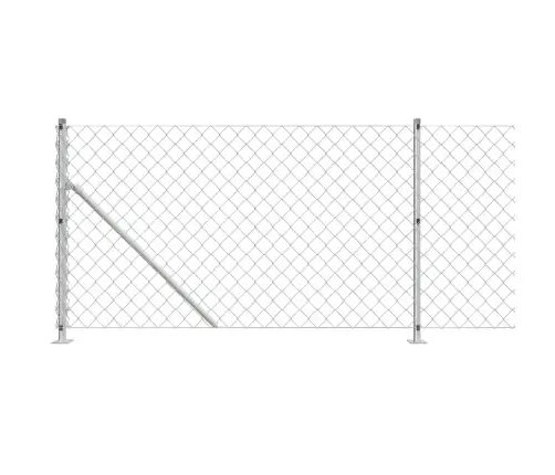 Stiepļu Žogs Ar Atloku, 0,8X10 M, Sudrabains Vidaxl